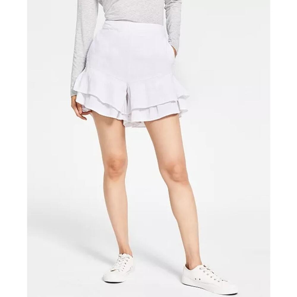 INC International Concepts High Rise White Tiered Ruffled Shorts Women's Size XS